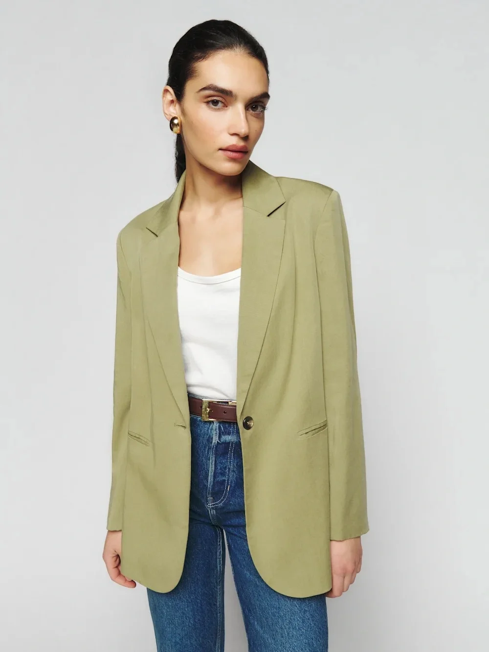 Reformation Classic Relaxed Blazer S Olive Oil - Picture 6 of 11